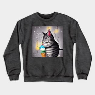 my happy cut cat love ice cream Crewneck Sweatshirt